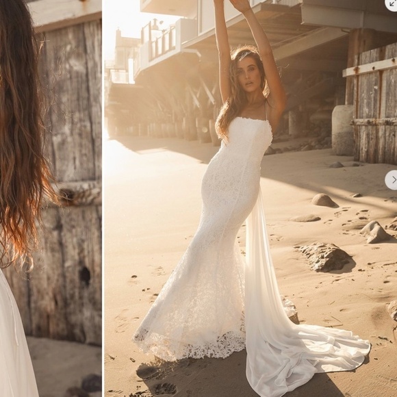 LULU's Elegant Sexy Wedding Bridal Shower Engagement Romantic Open Back Gown - Picture 1 of 7